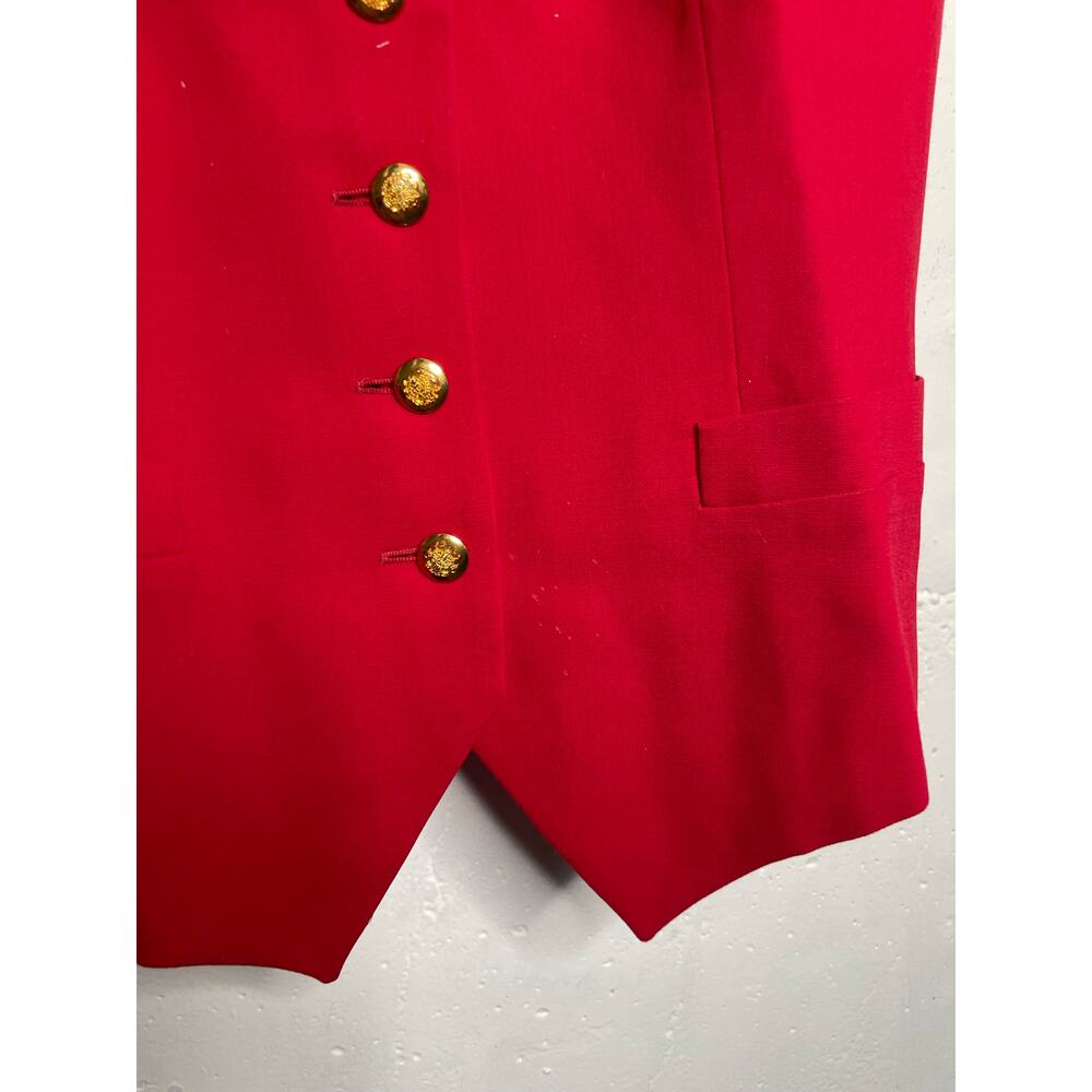 Vintage Wool/Silk Escada Vest Red Horsebit Equestrian Gold Size 40 - Picture 6 of 10